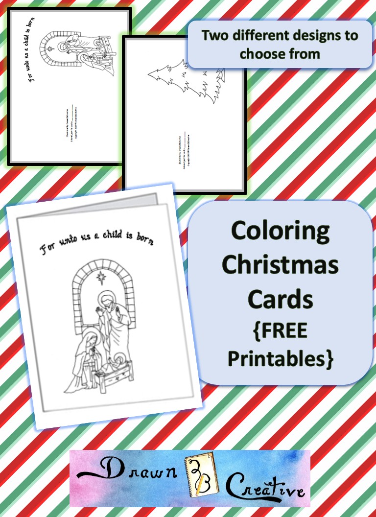 Coloring Christmas Cards Free printable ones! - Drawn2BCreative