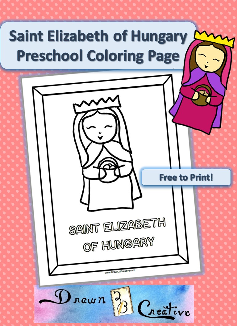 Saint Elizabeth of Hungary Preschool Coloring Page - Drawn2BCreative